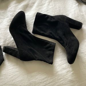 Black velvet booties